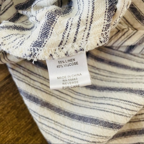 FOR CYNTHIA sz L linen vicose blend nautical blue and cream chevron stripes - Picture 3 of 8